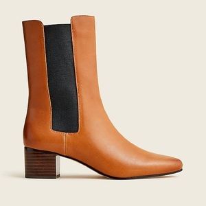 Leather high-shaft stacked-heel boots size 7.5